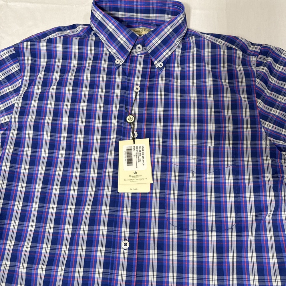 GOLF Shirt MEN SMALL Sportswear L/S Checkered Wicking   Blue NWT DONALD ROSS